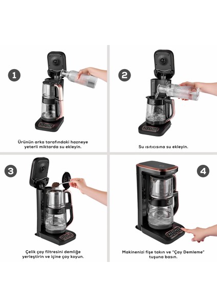 Çay ve Kahve Otomatik Makinesi, Cam Demlik, 2500W, Çok Fonksiyonlu, Kullanışlı Tasarım modelleri