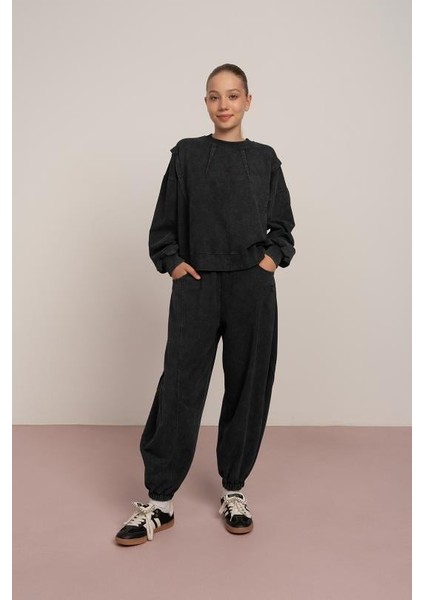 Yıkamalı Kız Takım - Siyah