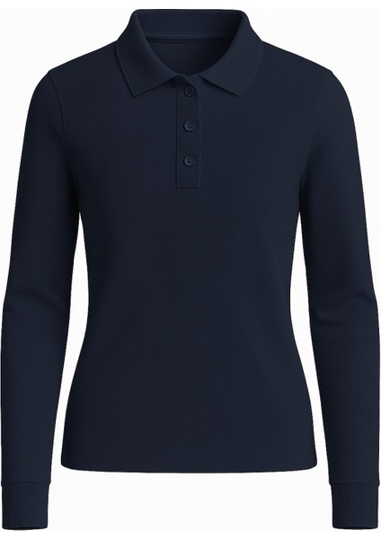 Uzun Kollu Düğme Detaylı Pamuklu Polo Yaka Okul Sweat fiyatları