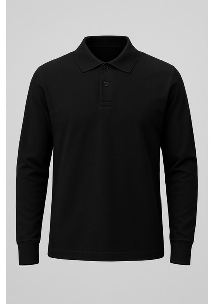 Uzun Kollu Düğme Detaylı Pamuklu Polo Yaka Okul Sweat modelleri