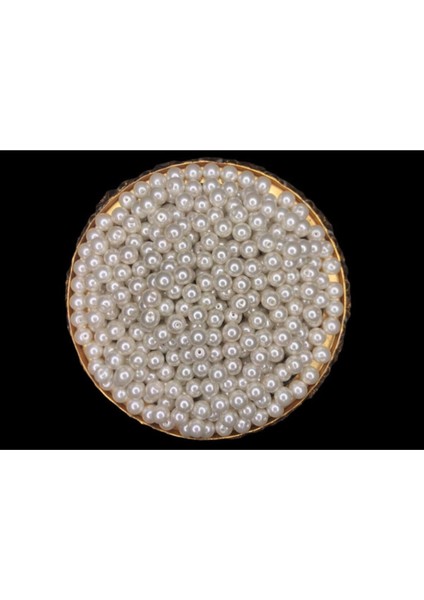 10 mm Krem Renk Cam Inci Boncuk (100 Gram)