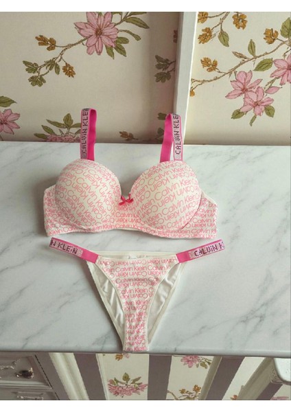 Pembe Taş Detaylı Baskılı Sütyen Takımı fiyatları