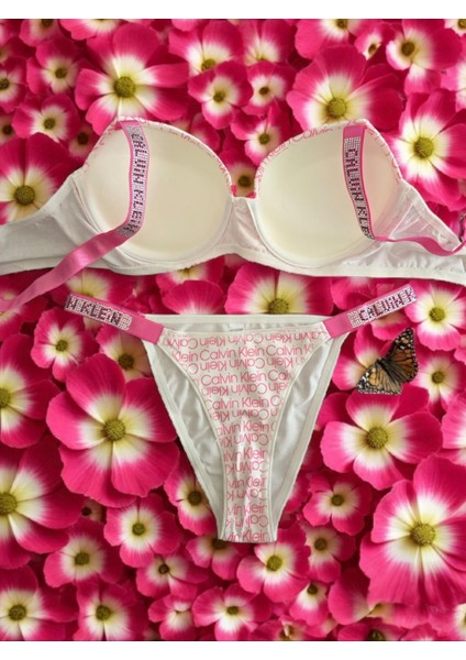 Pembe Taş Detaylı Baskılı Sütyen Takımı fırsatları