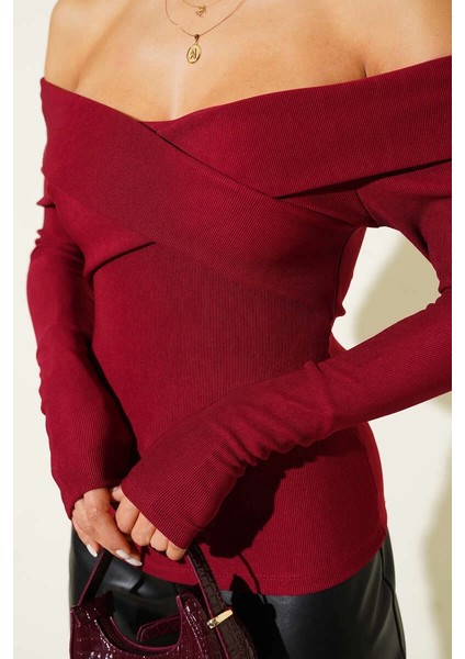 Madonna Çapraz Yaka Bluz Bordo T4331 fırsatları