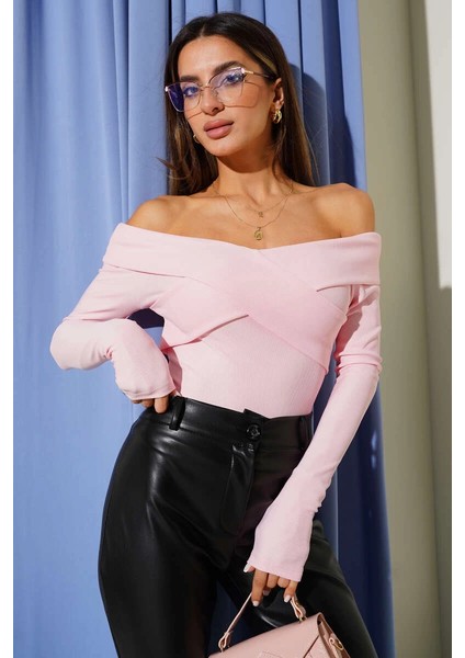 Madonna Çapraz Yaka Bluz Pembe T4331