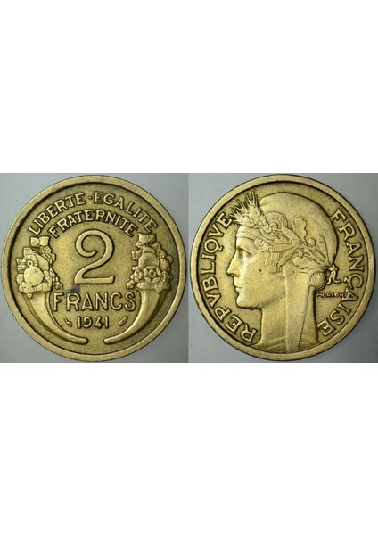 Fransa 2 Frank 1941 Iı. Dünya Savaşı Dönemi.
