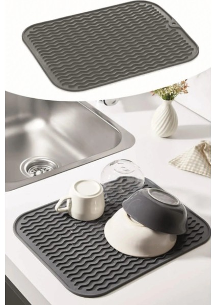 Silikon Kaydırmaz Mat, Bulaşıklık Matı Doğrama Tahtası Altlığı, Mutfak Matı