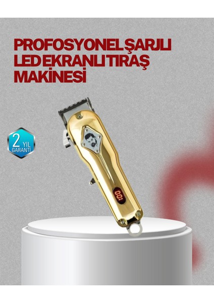 Zeroshop Type-C Şarjlı LCD Ekranlı Profesyonel Saç Sakal Tıraş Makinesi