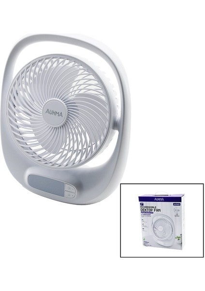 USB 7 Inç- 20CM Masa Üstü Fan Vantilatör Işıklı 5W 180 Derece 3 Kademe Hız - 3 Pervane STAND=24.8X30.5X8CM Aufn-01 (4989)
