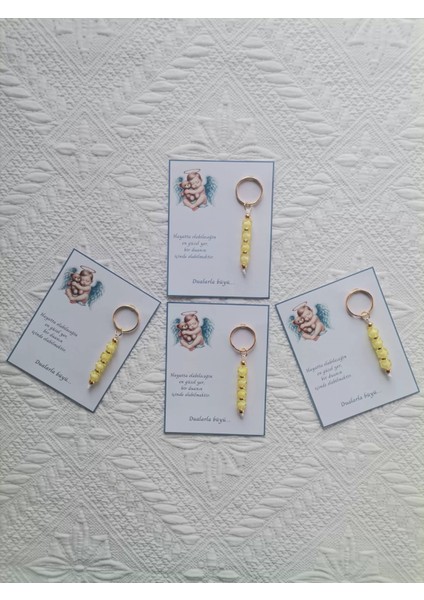 72 Adet Yeni Doğan Hastane ve 40 Mevlidi Bebek Mevlidi Dağıtmalık Sarı Anahtarlık Hediyelik