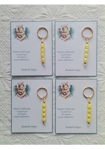 72 Adet Yeni Doğan Hastane ve 40 Mevlidi Bebek Mevlidi Dağıtmalık Sarı Anahtarlık Hediyelik modelleri