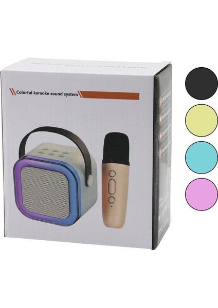 Karaoke Mikrofonlu Wireless Hoparlör - Speaker Işıklı USB Şarjlı Dc 5V - Tf - Aux K-12 (4989)