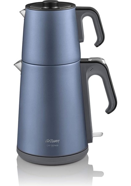 1.8 Litre Çelik Çay Makinesi, Mavi, Gizli Rezistans, Hızlı Demleme