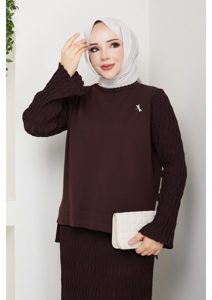 Kadın Merserize Mandal Örgülü Broşlu Etekli Ikili Takım -PMK457 indirimleri