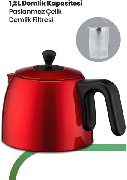 Kırmızı 30 Bardak Geniş Kapasiteli 2200W Paslanmaz Çay ve Su Isıtıcı modelleri