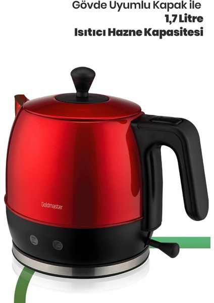 Kırmızı 30 Bardak Geniş Kapasiteli 2200W Paslanmaz Çay ve Su Isıtıcı fırsatları