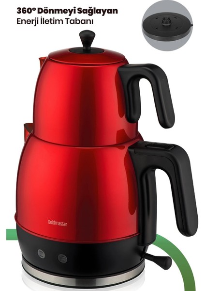 Kırmızı 30 Bardak Geniş Kapasiteli 2200W Paslanmaz Çay ve Su Isıtıcı indirimleri