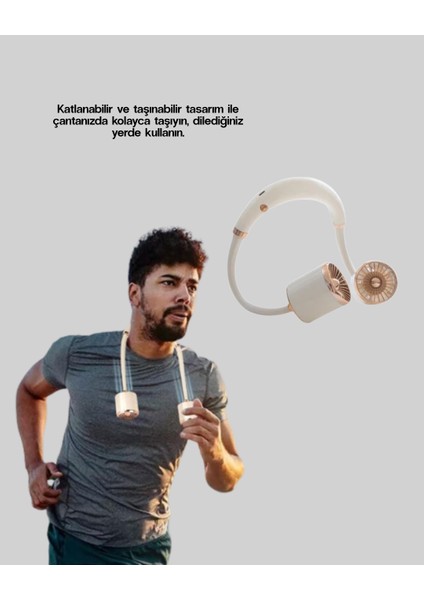 Zeroshop Boyun Askılı Katlanabilir Fan 1000 Mah USB Şarjlı Taşınabilir indirimleri