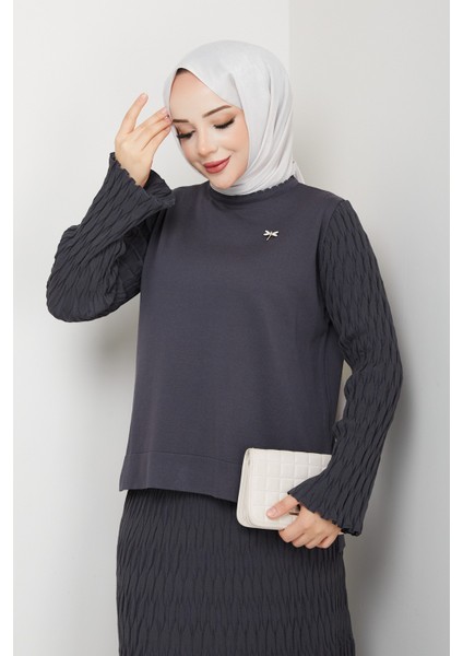 Kadın Merserize Mandal Örgülü Broşlu Etekli Ikili Takım -PMK457 indirimleri