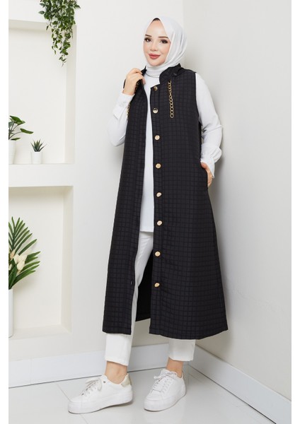 Kadın Gold Aksesuar Detaylı Kapitone Yelek -PMK460 indirimleri