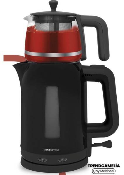 2200W Cam Demlikli Su Isıtıcı ve Çay Makinesi, Siyah, Bpa Içermeyen, Pratik ve Şık