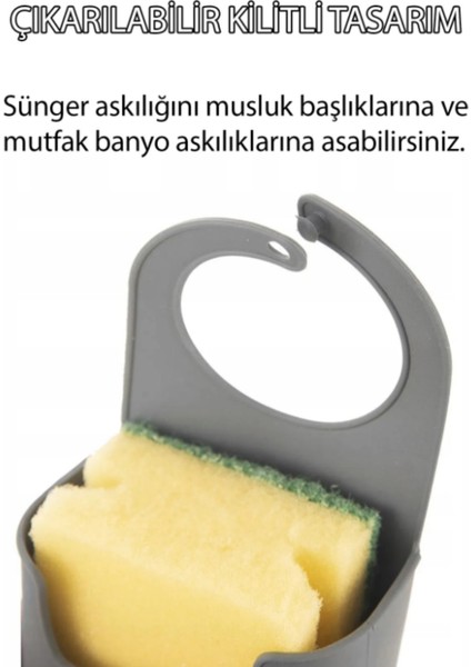 Pratik Asılabilir Silikon Bulaşık Süngerlik, Sünger Hediyeli Evye Üstü Düzenleyici Askılı Süngerlik fırsatları