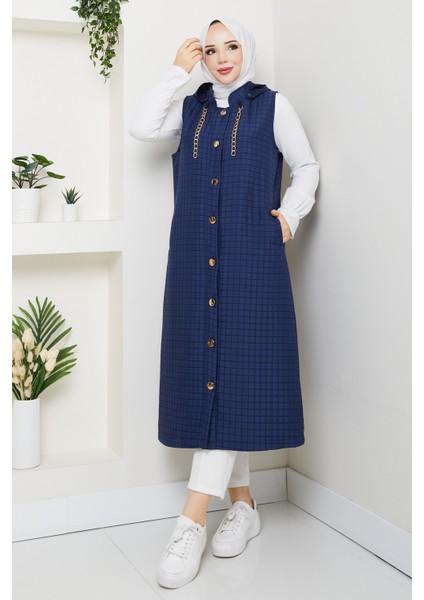 Kadın Gold Aksesuar Detaylı Kapitone Yelek -PMK460