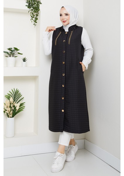 Kadın Gold Aksesuar Detaylı Kapitone Yelek -PMK460 fiyatları