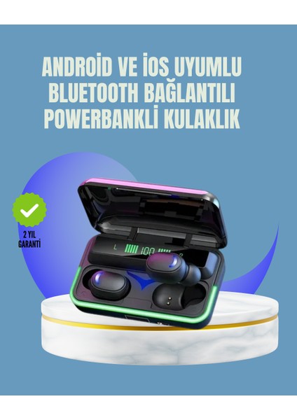 Zeroshop Uzun Pil Ömürlü E10 Powerbank Bluetooth Kulaklık LED Gösterge