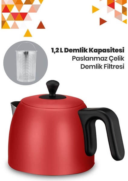 Kırmızı Paslanmaz Çelik Çay ve Su Isıtıcı, Pratik ve Şık Tasarım fiyatları