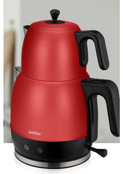 Kırmızı Paslanmaz Çelik Çay ve Su Isıtıcı, Pratik ve Şık Tasarım