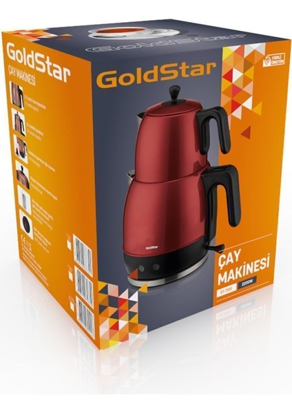 Kırmızı Paslanmaz Çelik Çay ve Su Isıtıcı, Pratik ve Şık Tasarım