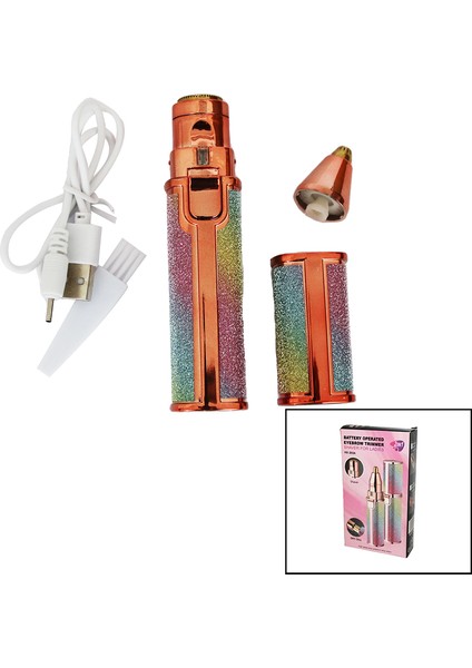 2ın1 Başlı - Simli - Ruj Model - USB Şarjlı Yanak - Burun Tüy Alma Makinesi (4989)