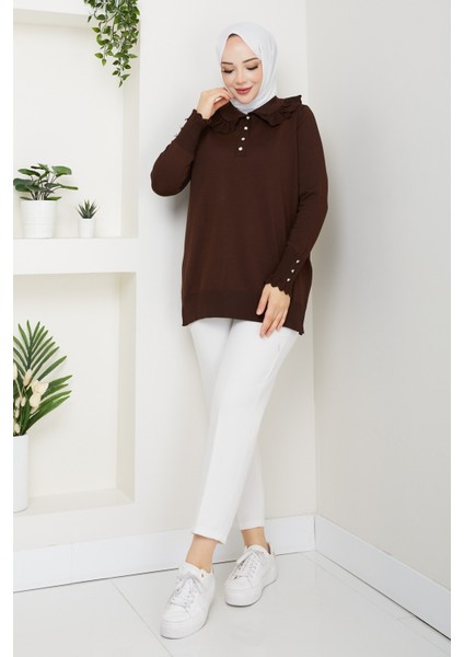 Kadın Dantel Detaylı Merserize Triko Tunik -PMK461 fırsatları