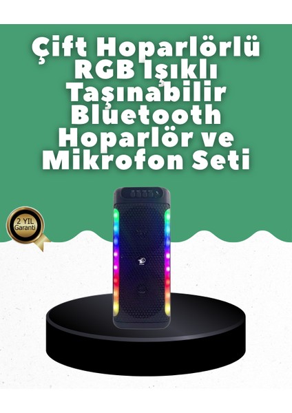 Zeroshop Yüksek Ses Güçlü Kablosuz Hoparlör Karaoke Mikrofonlu