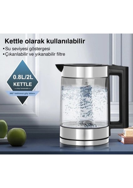 Alman Teknolojili Kristal Cam 2 Litrelik Çay ve Su Isıtıcısı fiyatları