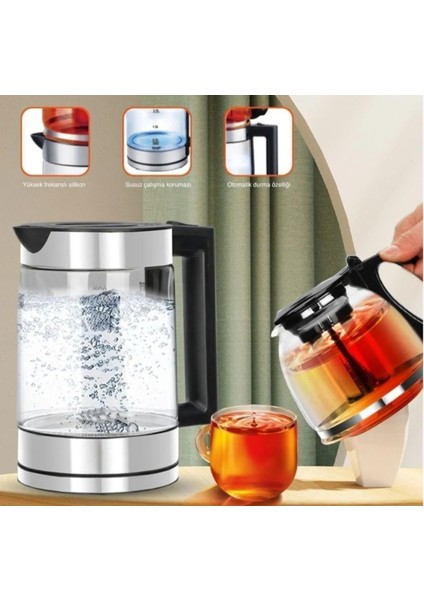 Alman Teknolojili Kristal Cam 2 Litrelik Çay ve Su Isıtıcısı fırsatları