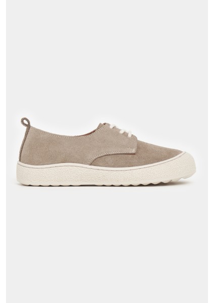 Space Koyu Bej Hakiki Süet Bağcıklı Casual Sneaker Kadın Ayakkabı
