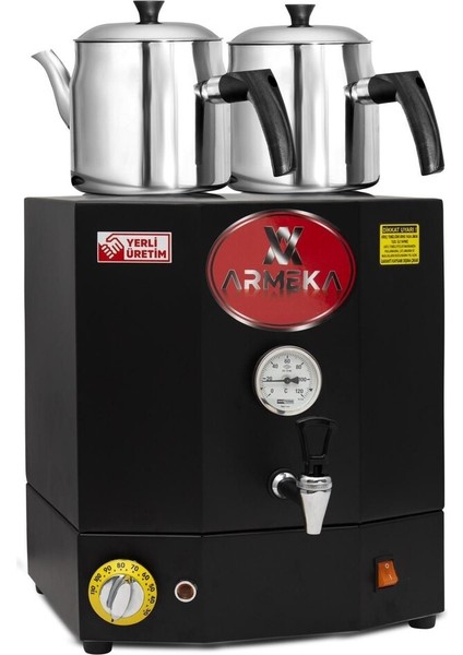 30L Çay Kazanı, Iki Demlikli, Siyah, Lüks Çay Makinesi