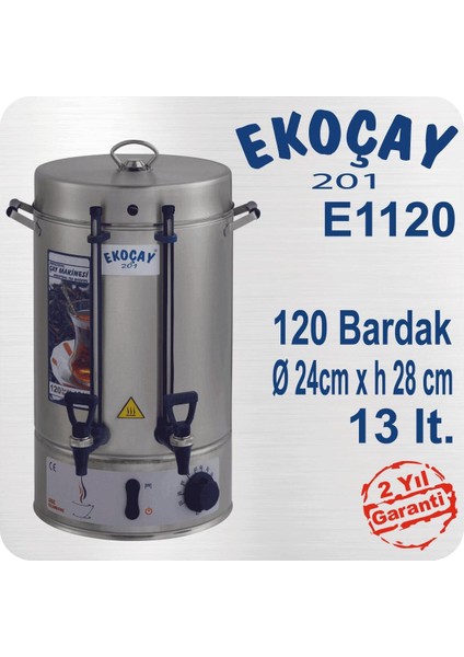 Paslanmaz Çay Makinesi 120 Bardak Semaver Gümüş Renk
