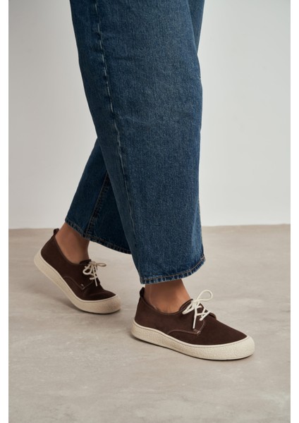 Space Kahve Hakiki Süet Bağcıklı Casual Sneaker Kadın Ayakkabı fiyatları