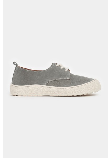 Space Gri Hakiki Süet Bağcıklı Casual Sneaker Kadın Ayakkabı