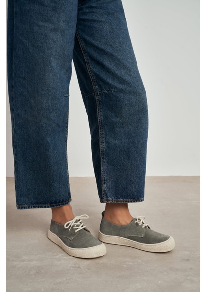 Space Gri Hakiki Süet Bağcıklı Casual Sneaker Kadın Ayakkabı fiyatları