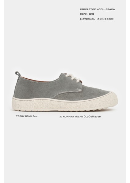 Space Gri Hakiki Süet Bağcıklı Casual Sneaker Kadın Ayakkabı modelleri