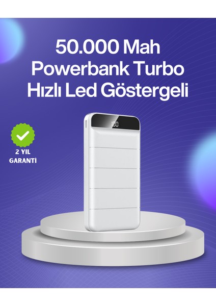 Zeroshop 4 Cihazı Aynı Anda Şarj Edebilen Güçlü Powerbank 50000 Mah