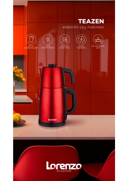 Kırmızı Çelik Çay Makinesi, Pratik ve Şık Tasarım modelleri