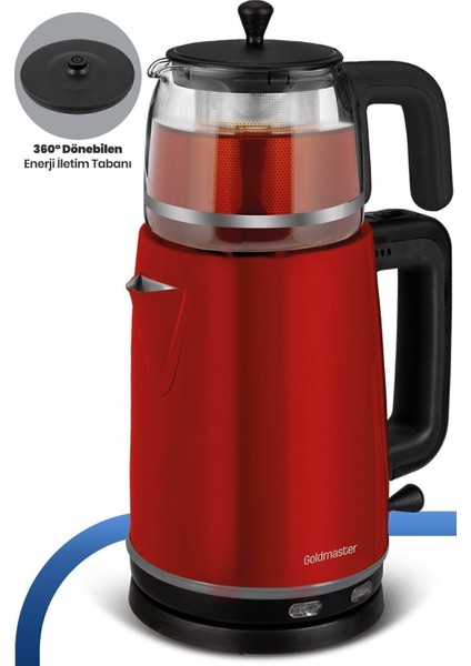 2200W Xl Paslanmaz Çelik Cam Demlikli Çay ve Su Isıtıcı fiyatları