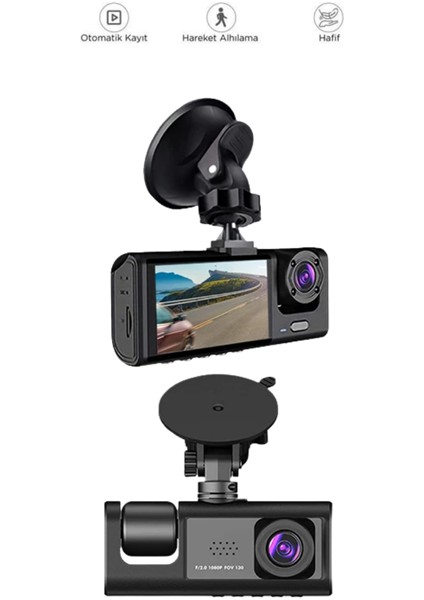 Zeroshop 3 Kameralı Dashcam Sistem – Geri Görüş Yardımı, Park Koruması ve G-Sensör fırsatları