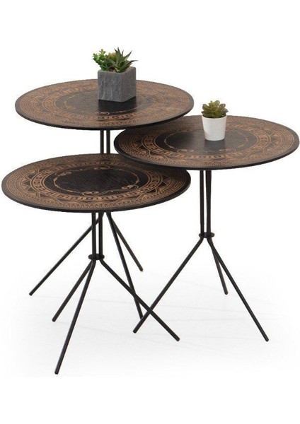 Etnik Üçlü Zigon Sehpa Seti