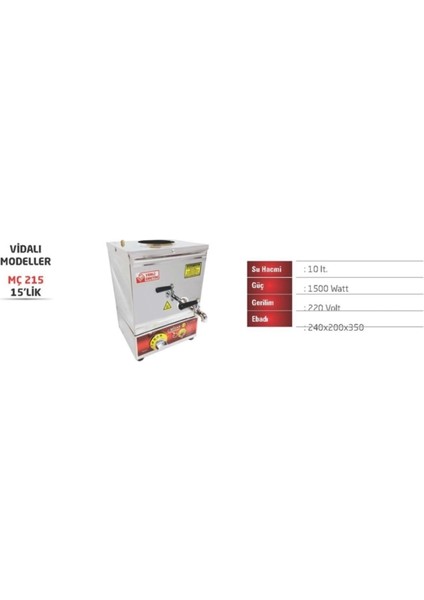 Elektrikli 10 Lt Çay Kazanı, 1 Hazneli, Demlik Dahil Değil, Şık ve Kullanışlı Tasarım fiyatları